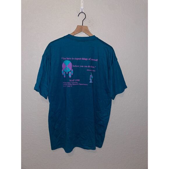 Vintage Montate State Shirt MAP Expect Things of Yourself Green Tee VTG 1998 XL - Picture 6 of 13